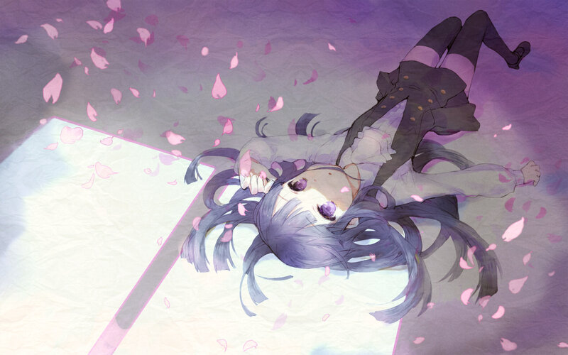 Anime Girl Lying Down — Purple, Serene