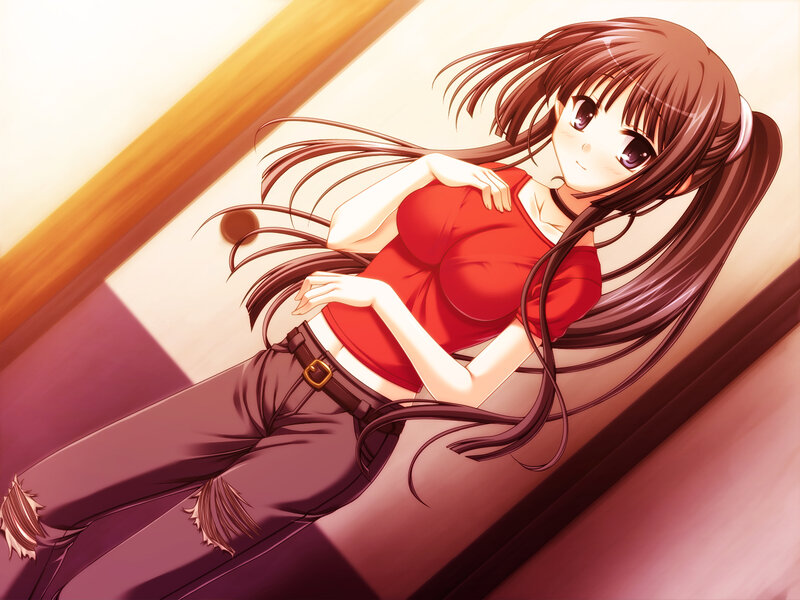 Anime Girl Lying Down — Red, Calm