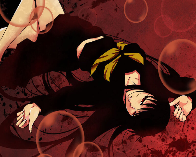 Anime Girl Lying Down — Red, Dramatic, Manga