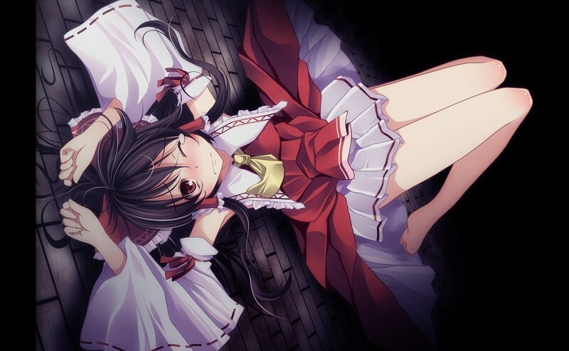 Anime Girl Lying Down — Red, Dramatic, Night