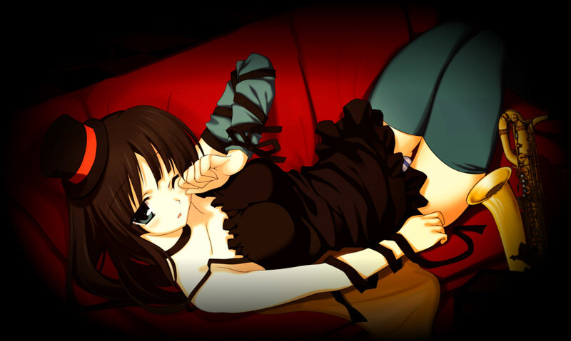 Anime Girl Lying Down — Red, Dramatic