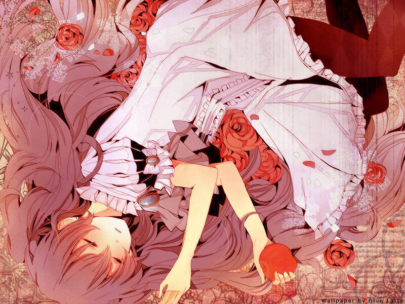 Anime Girl Lying Down — Red, Dreamy