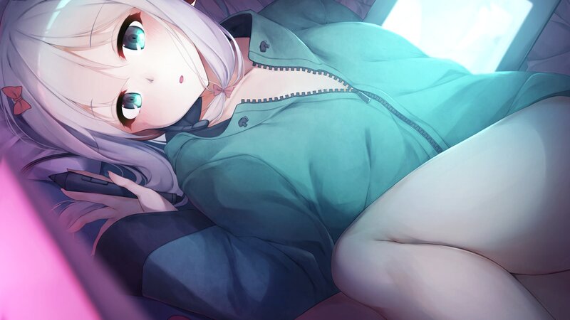 Anime Girl Lying Down — Teal, Calm