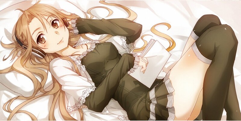 Anime Girl Lying Down — White, Calm, Book
