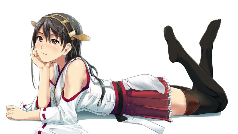 Anime Girl Lying Down — White, Calm, Headband