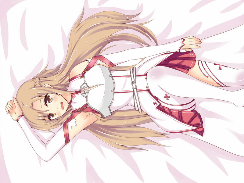 Anime Girl Lying Down — White, Calm, Long Hair, White and Red Outfit