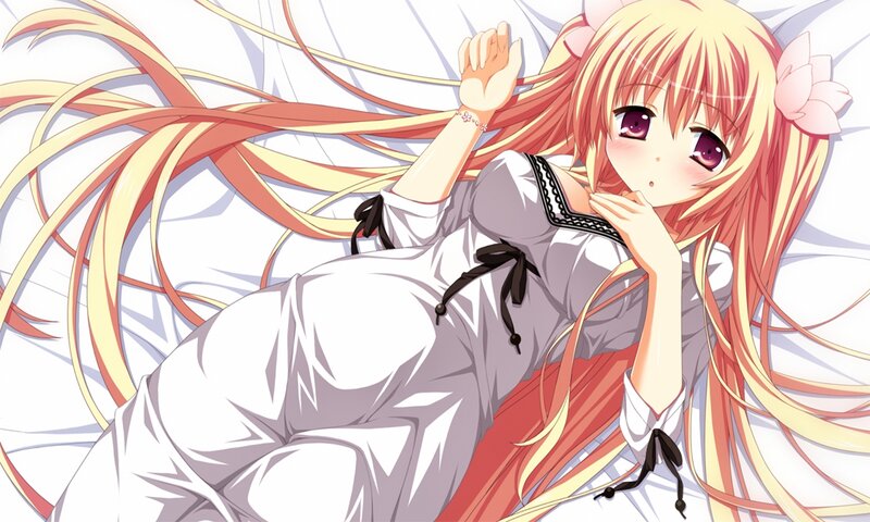 Anime Girl Lying Down — White, Calm, Long Hair, White Dress