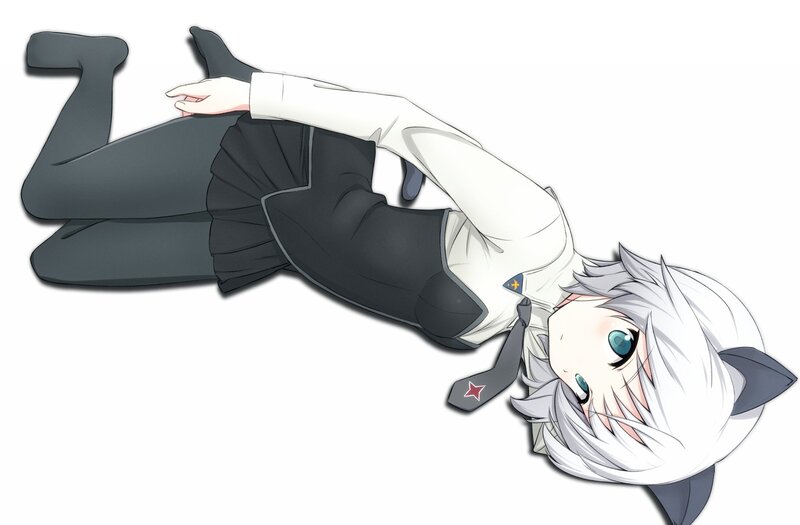 Anime Girl Lying Down — White, Calm, School Uniform, Tie