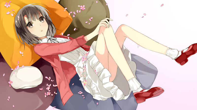 Anime Girl Lying Down — White, Calm, Spring