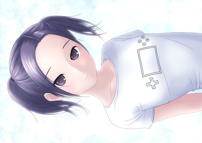 Anime Girl Lying Down — White, Calm, T-shirt