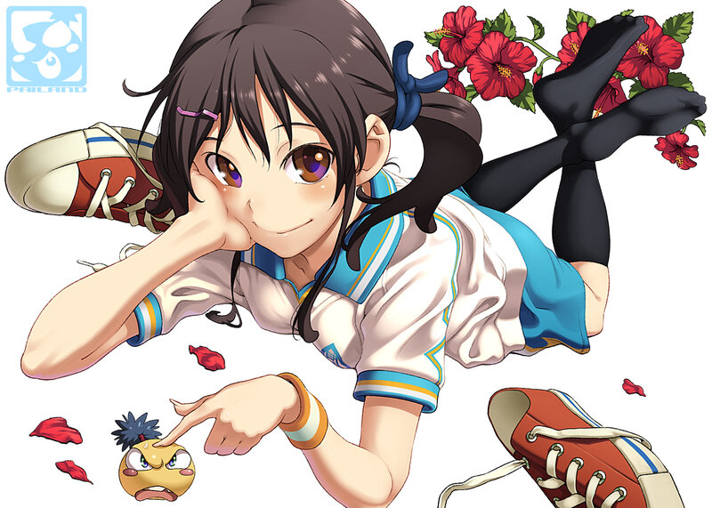 Anime Girl Lying Down — White, Playful