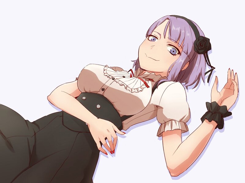 Anime Girl Lying Down — White, Relaxed