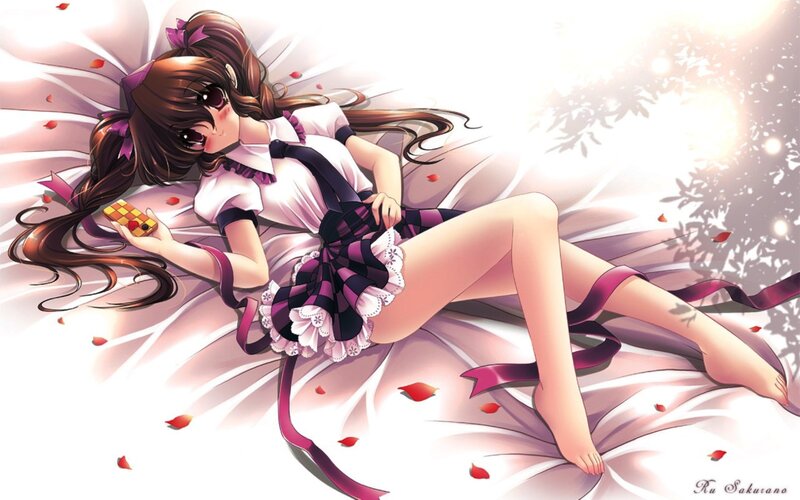 Anime Girl Lying Down — White, Serene, Afternoon