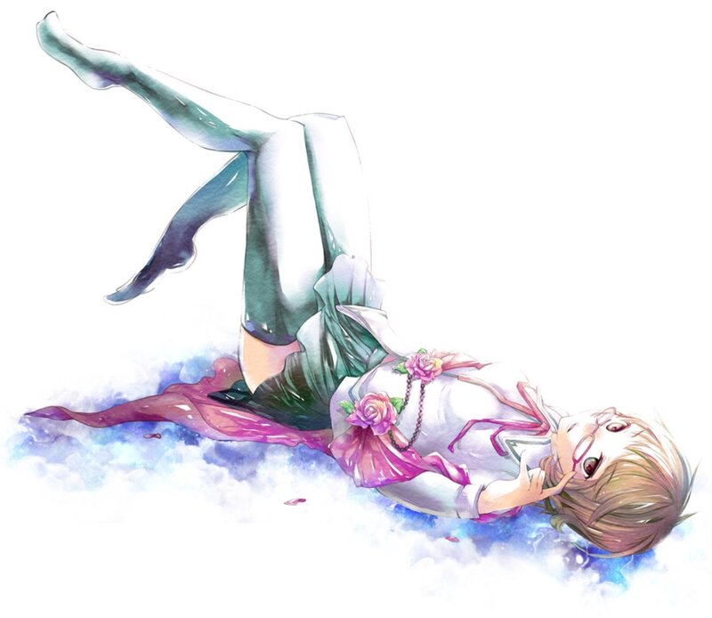Anime Girl Lying Down — White, Serene, Digital Art, Glasses