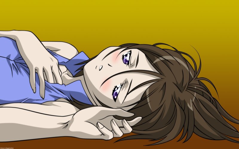 Anime Girl Lying Down — Yellow, Calm, Manga