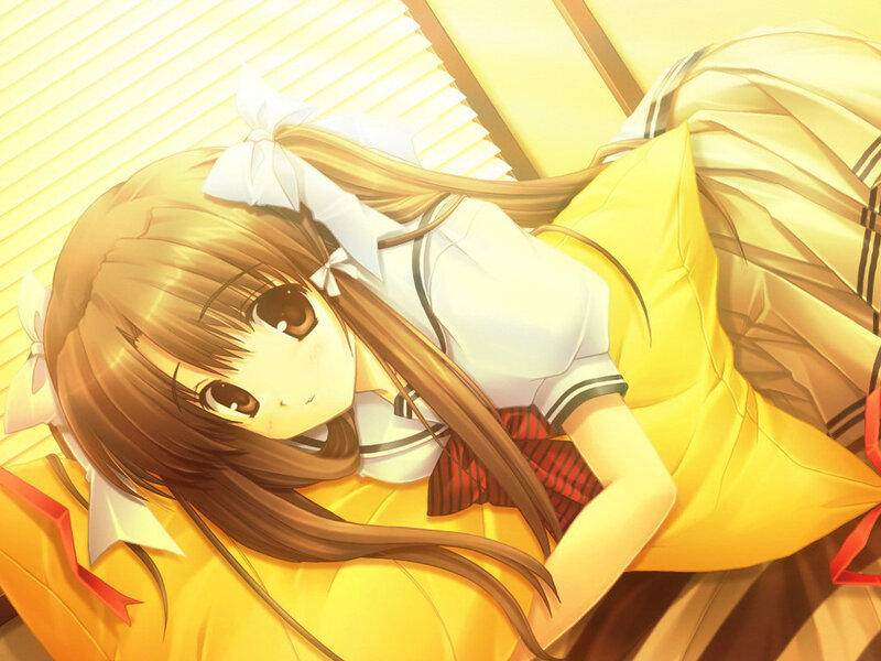 Anime Girl Lying Down — Yellow, Calm, Morning