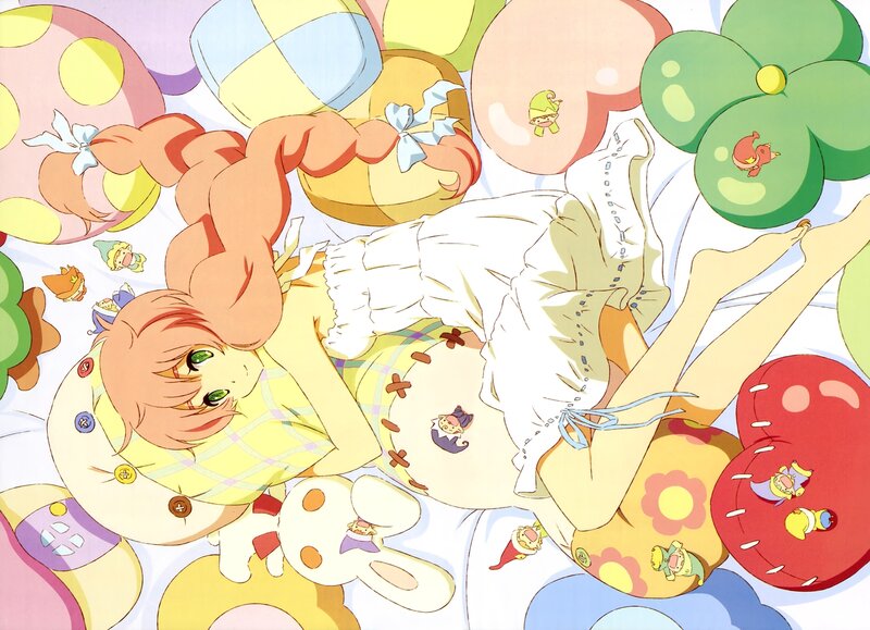 Anime Girl Lying Down — Yellow, Playful, Pillows