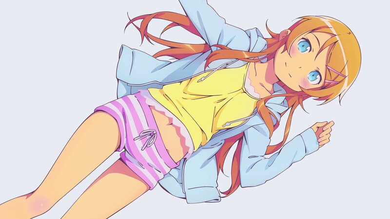Anime Girl Lying Down — Yellow, Playful, Shorts