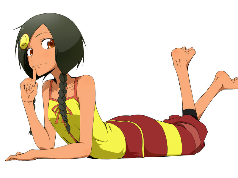 Anime Girl Lying Down — Yellow, Playful