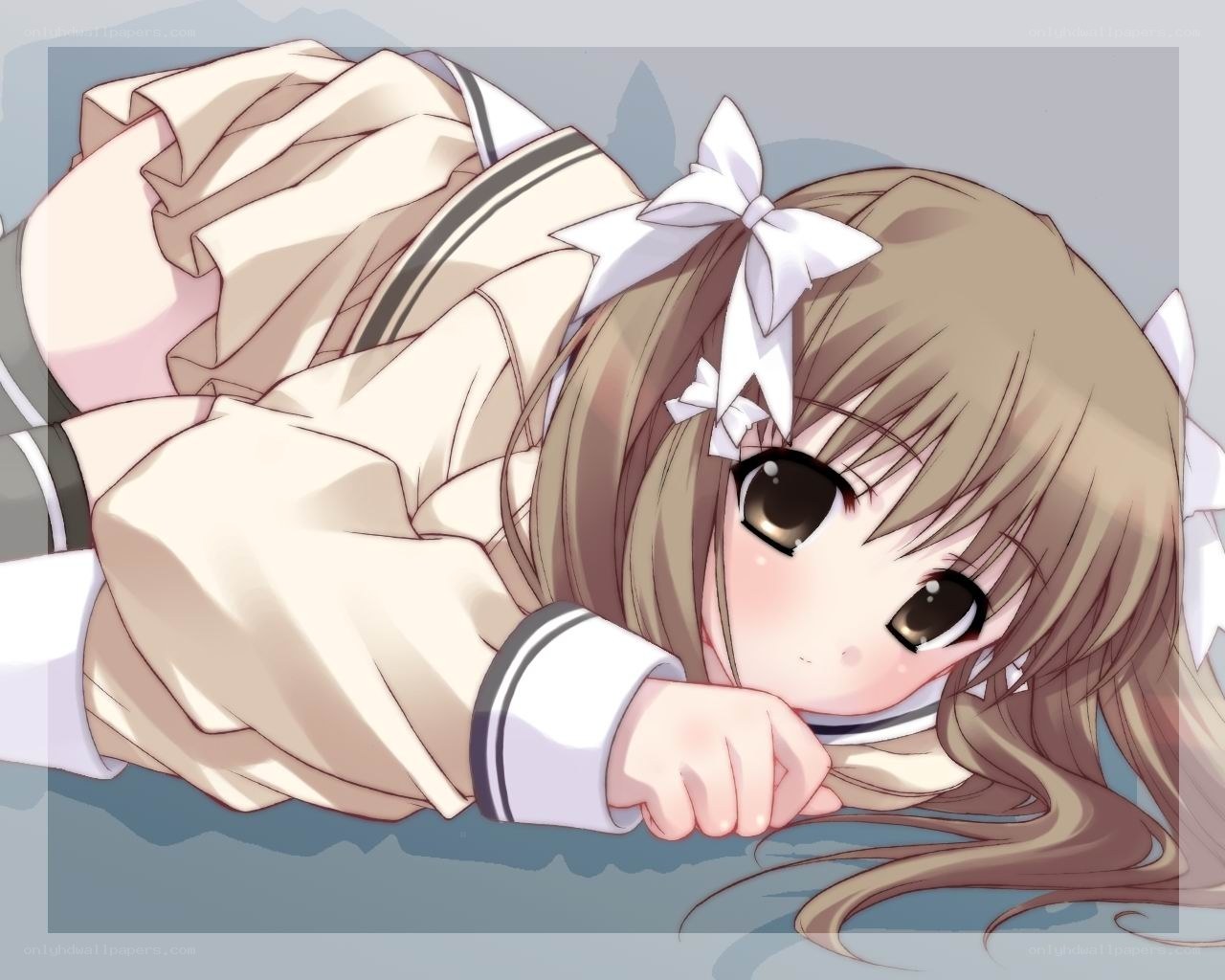 anime girl lying down