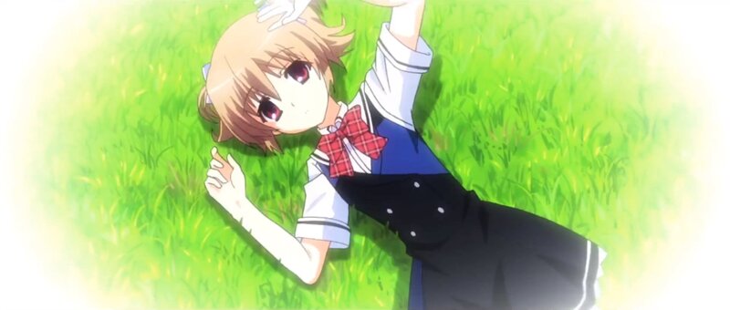 Anime Girl Lying in Grass — Green, Peaceful, Afternoon