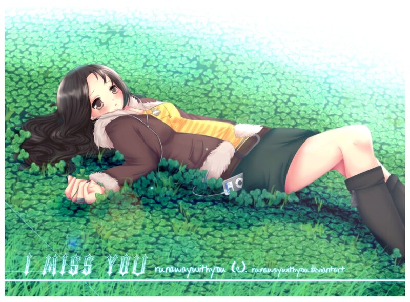 Anime Girl Lying in Grass — Green, Peaceful