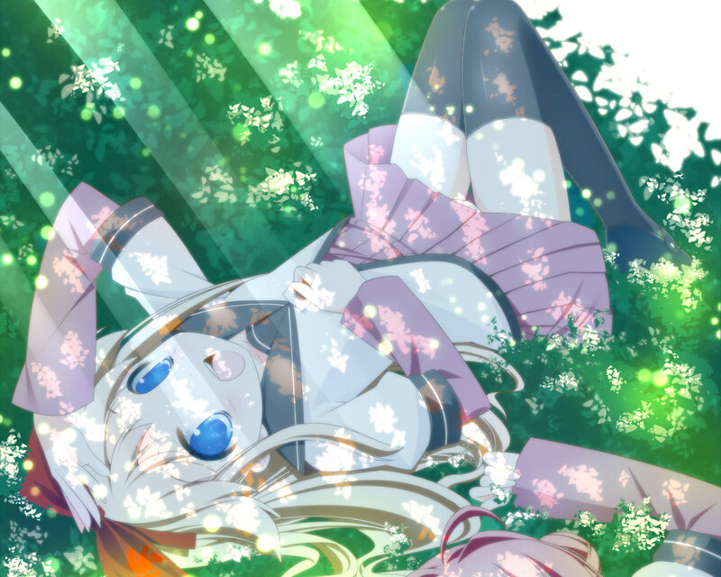 Anime Girl Lying in Grass — Green
