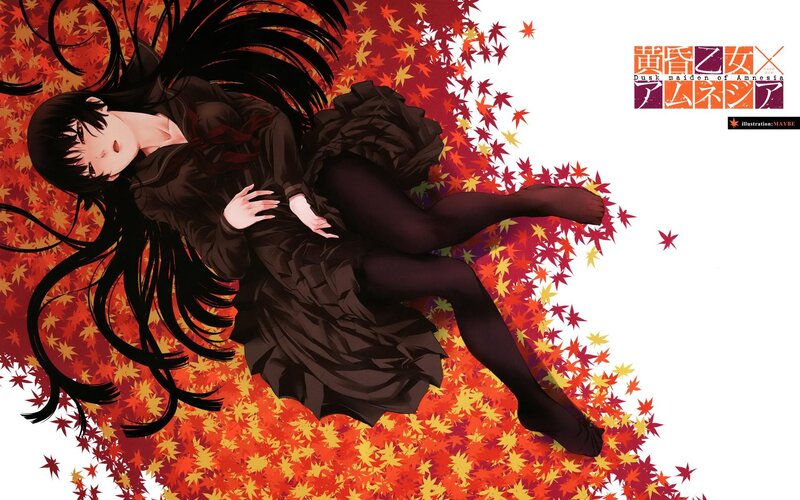 Anime Girl Lying in Leaves