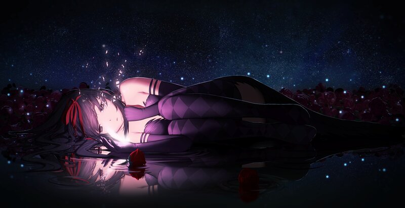Anime Girl Lying in Water