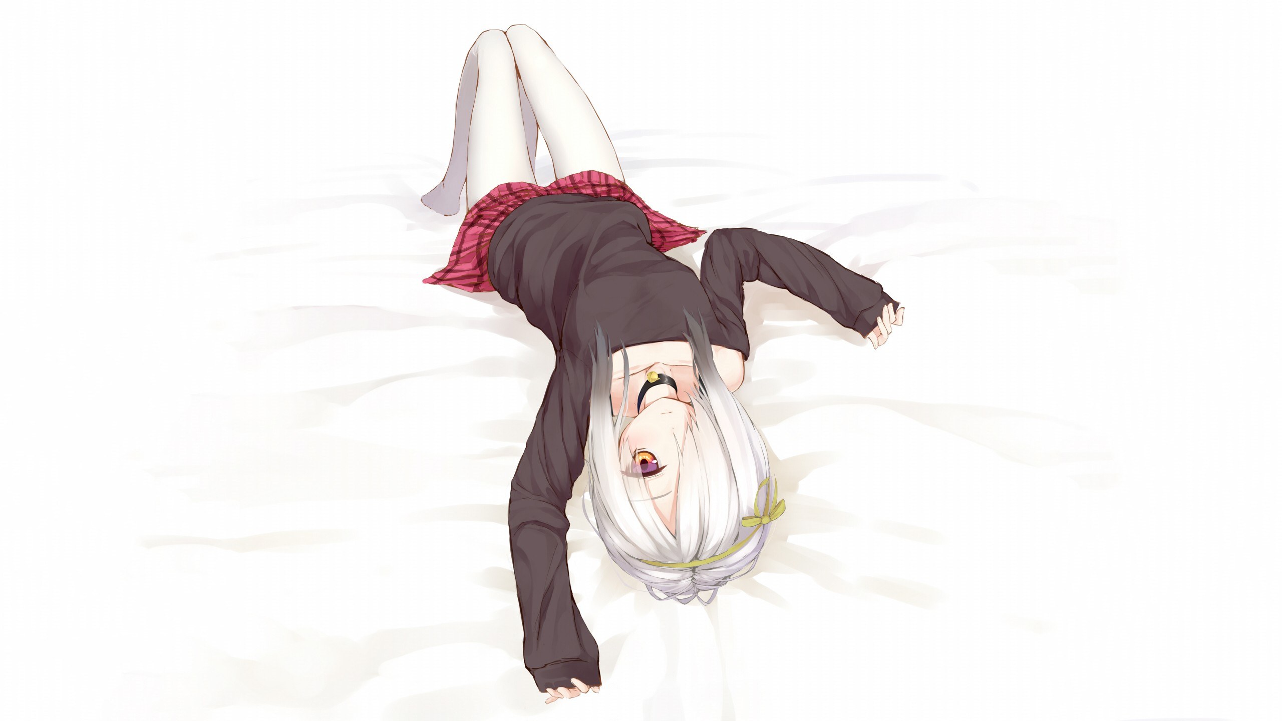 anime girl lying on back