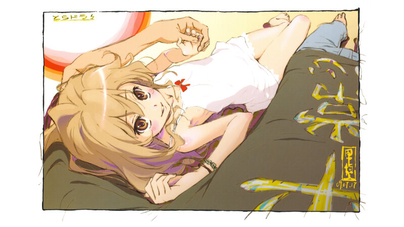 Anime girl lying on bed