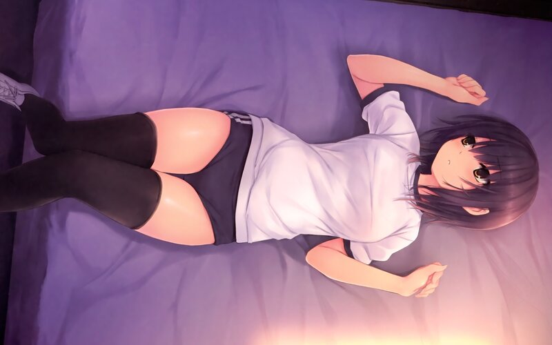 anime girl lying on bed