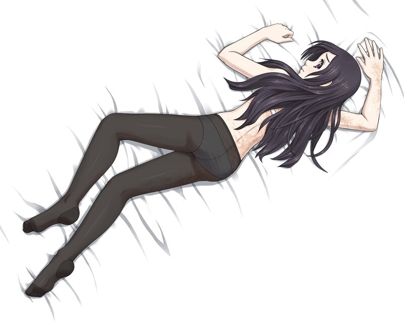 anime girl lying on bed