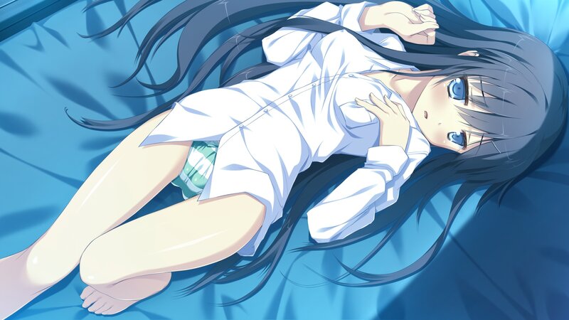 anime girl lying on bed