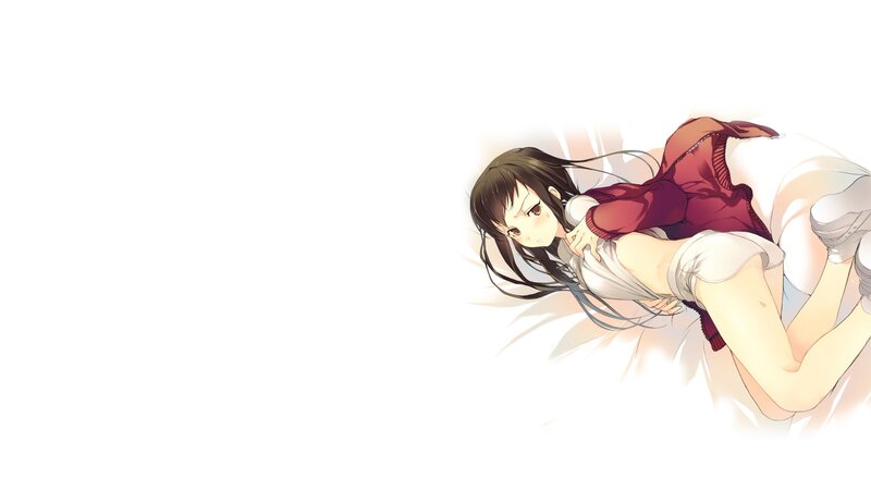 anime girl lying on bed