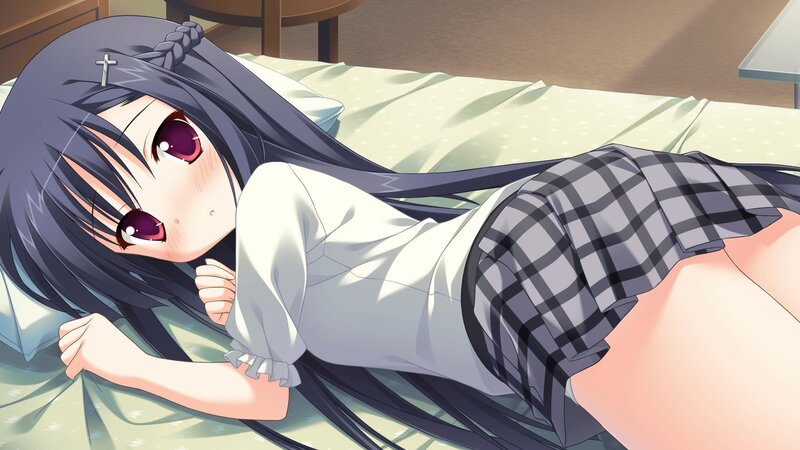 anime girl lying on bed