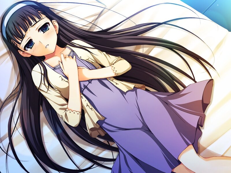 anime girl lying on bed