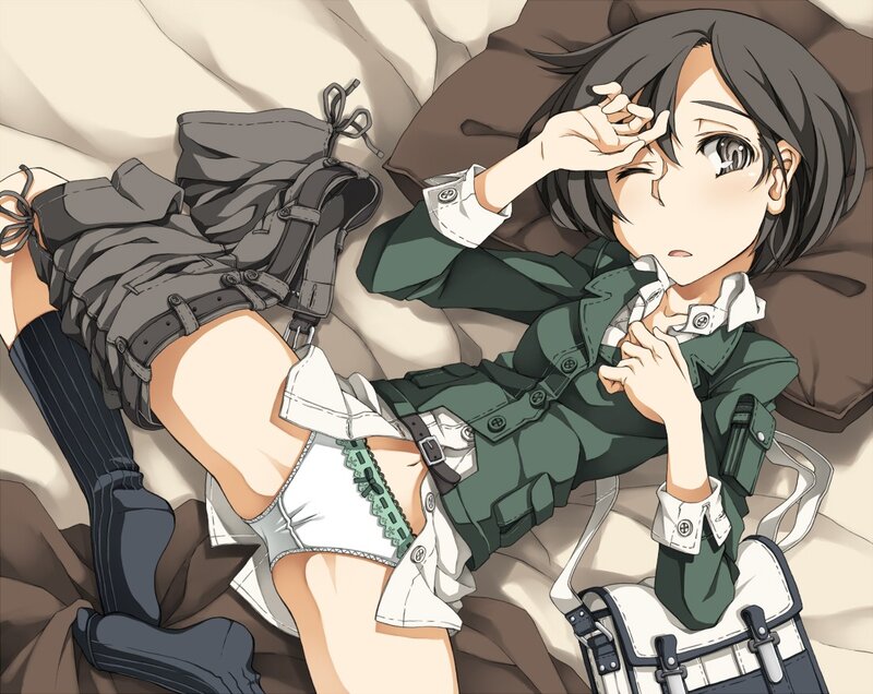Anime Girl Lying on Bed — Green, Relaxed