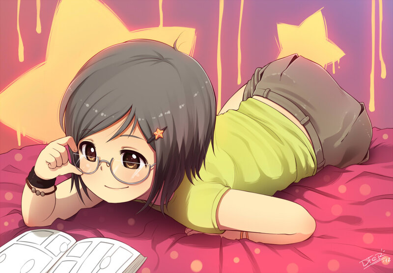 Anime Girl Lying on Bed — Pink, Calm