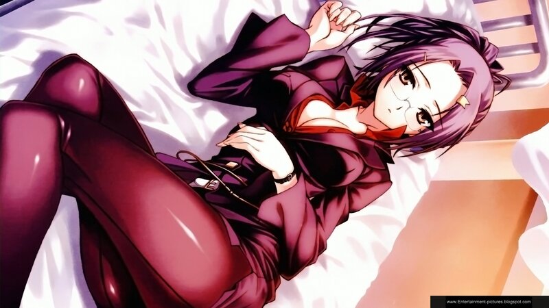 Anime Girl Lying on Bed — Purple, Calm