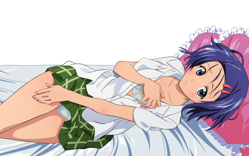 Anime Girl Lying on Bed — White