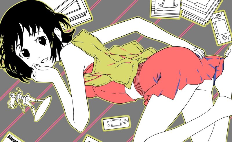 anime girl lying on floor
