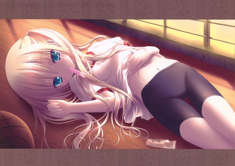 Anime girl lying on floor