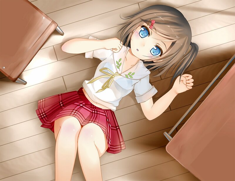 anime girl lying on floor