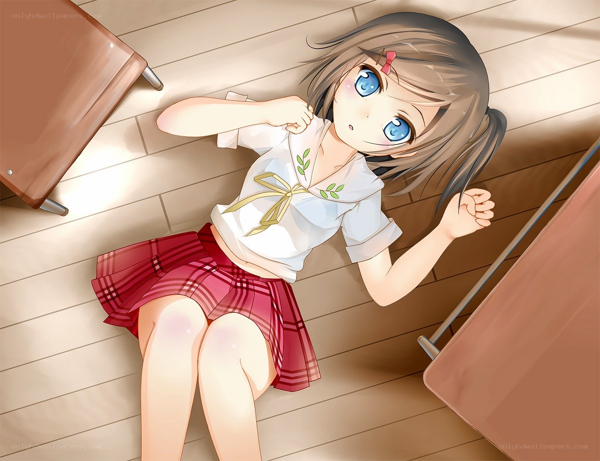 anime girl lying on floor