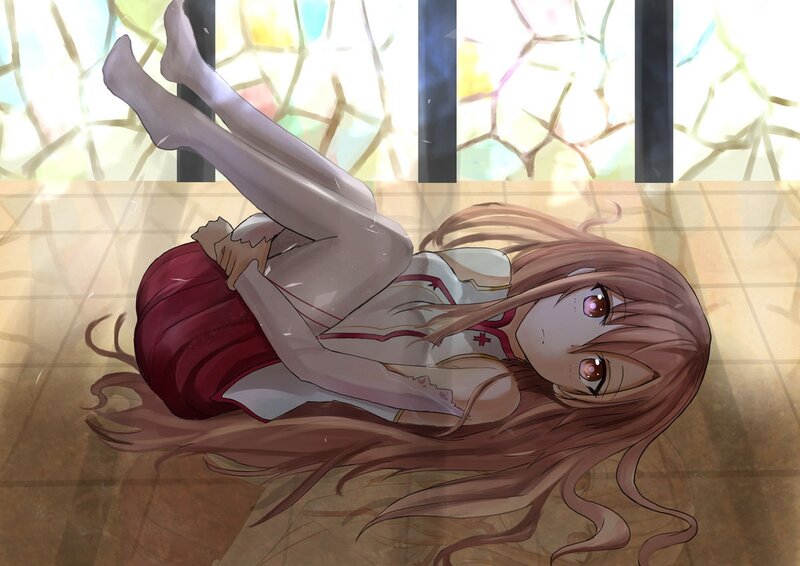 anime girl lying on floor
