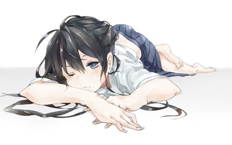 anime girl lying on floor