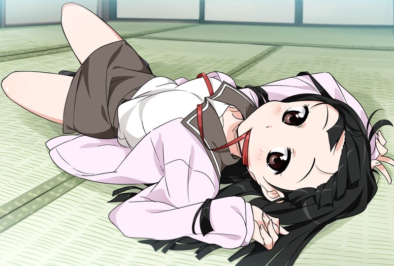 anime girl lying on floor