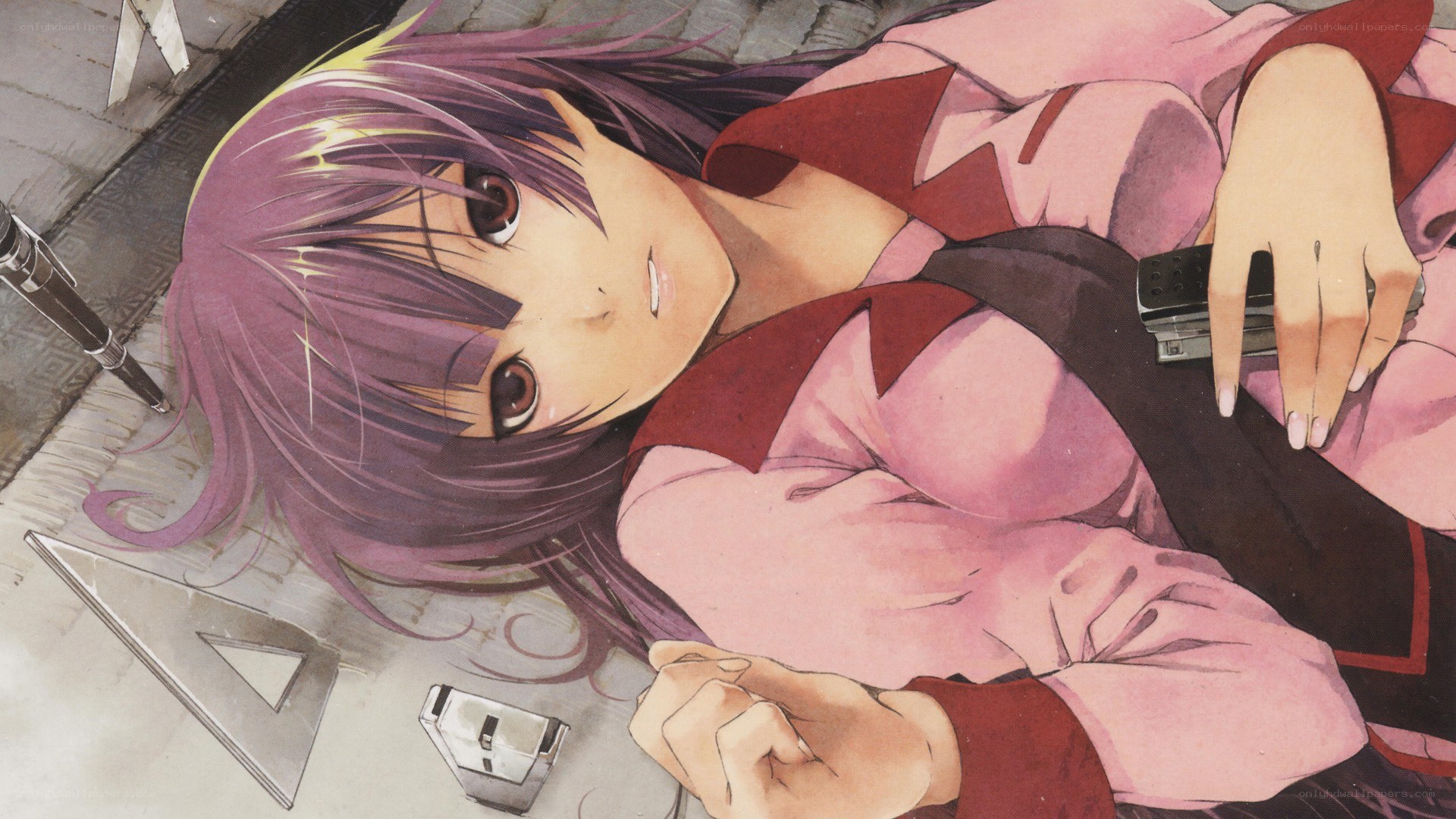 anime girl lying on floor