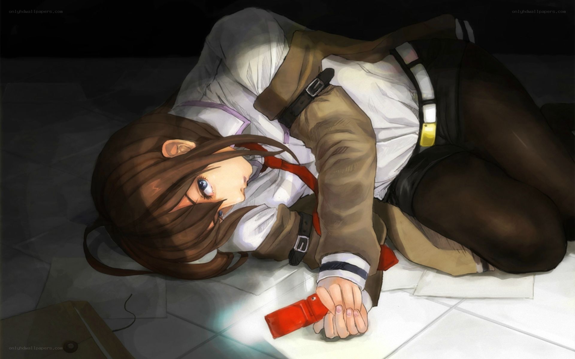 anime girl lying on floor